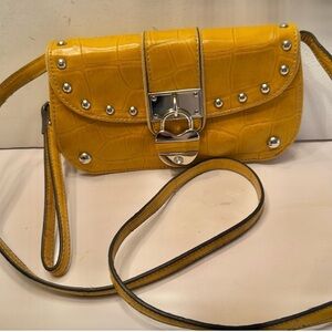 Kathy Van Zeeland faux crocodile bag silver accents key lock crossbody strap